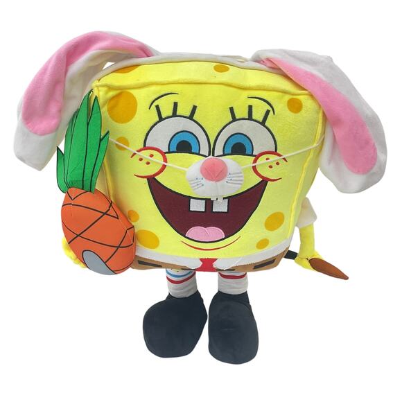 SpongeBob SquarePants Easter Bunny Multicolor Preowned Plush Toy - Picture 1 of 5